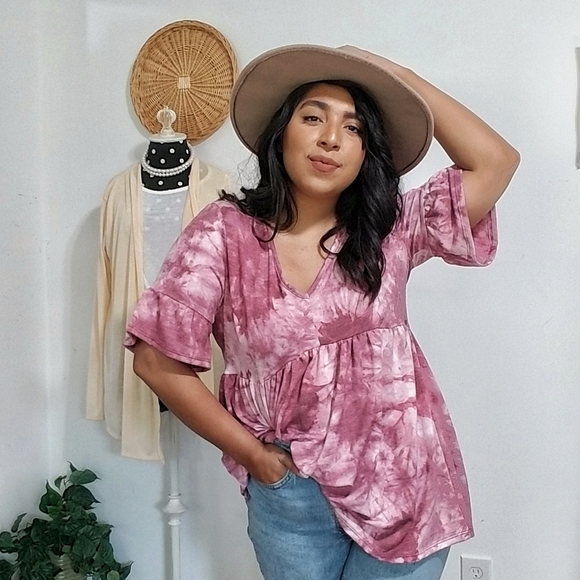 WHAT A DAY TIE DYE RUFFLE TUNIC TOP - Picture 7 of 16